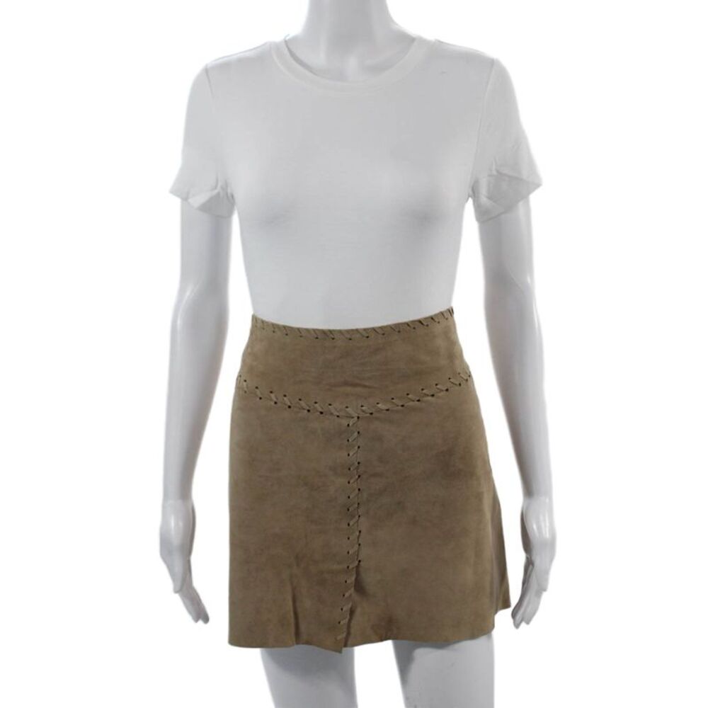 Vent Couvert Womens Mini A-Line Skirt Tan Polyester Rayon Size 40